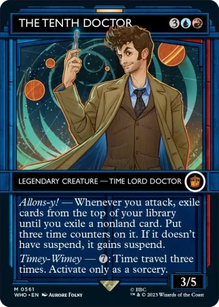 https://www.maindeck.games/wp-content/uploads/2023/07/Magic-The-Gathering-Doctor-Who-TARDIS-Showcase-The-Tenth-Doctor_Deck-Timey-Wimey-320x447.webp